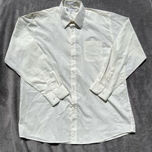 Daniel Ellissa Men's 17.5 Solid Ivory Dress‎ Shirt With Convertible Cuffs 36-37